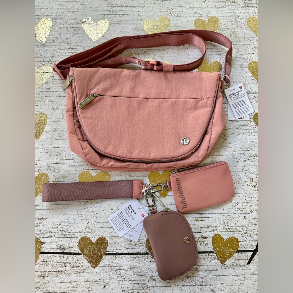 Lululemon All Night Festival Bag *Micro Zip Top (Pink Pastel) BUNDLE
